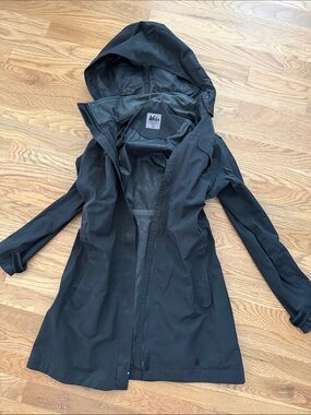 REI Black Hooded Women's Trench Coat
